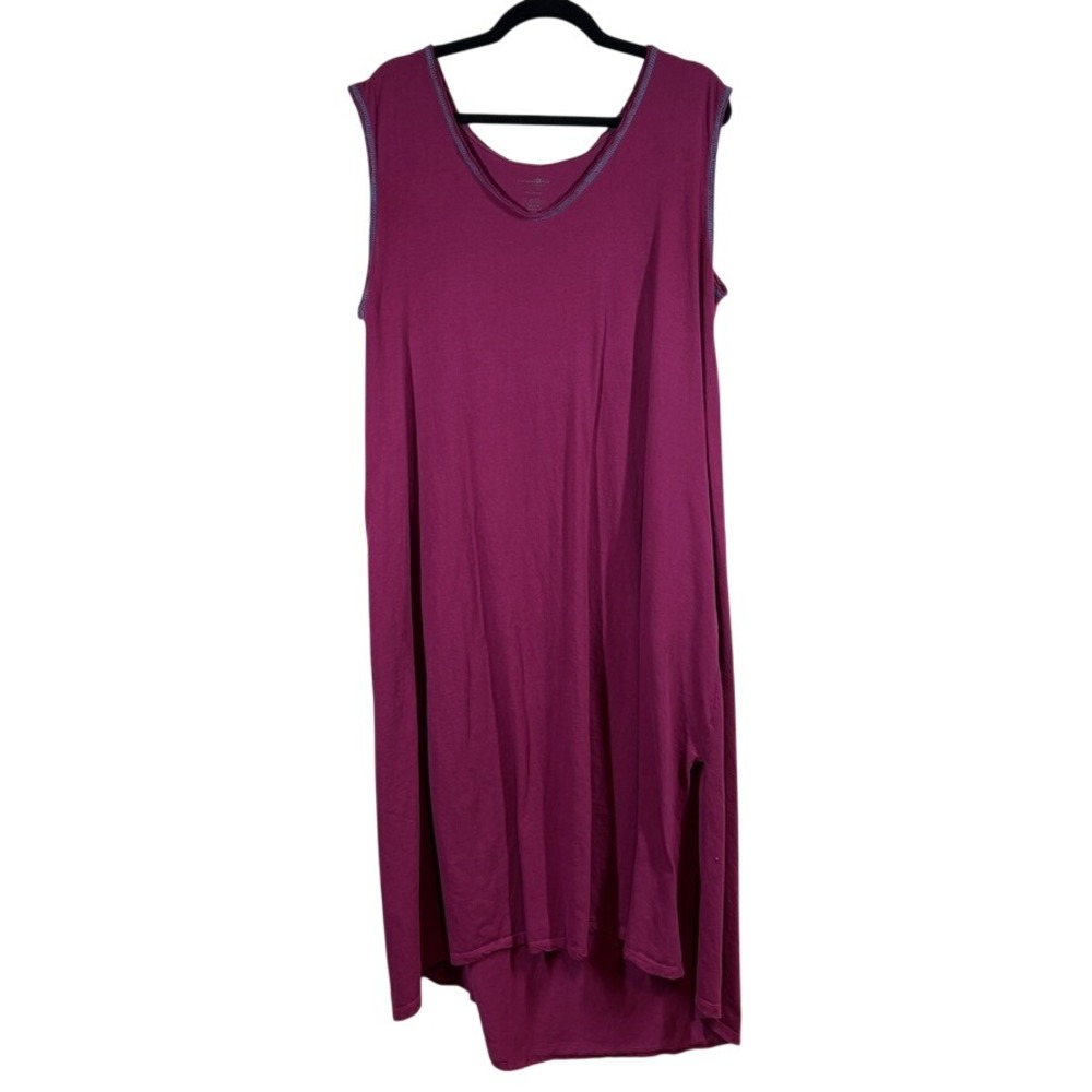 Natural Life Womens Cotton Slub Sleeveless High Low Midi Dress XL Berry Pink